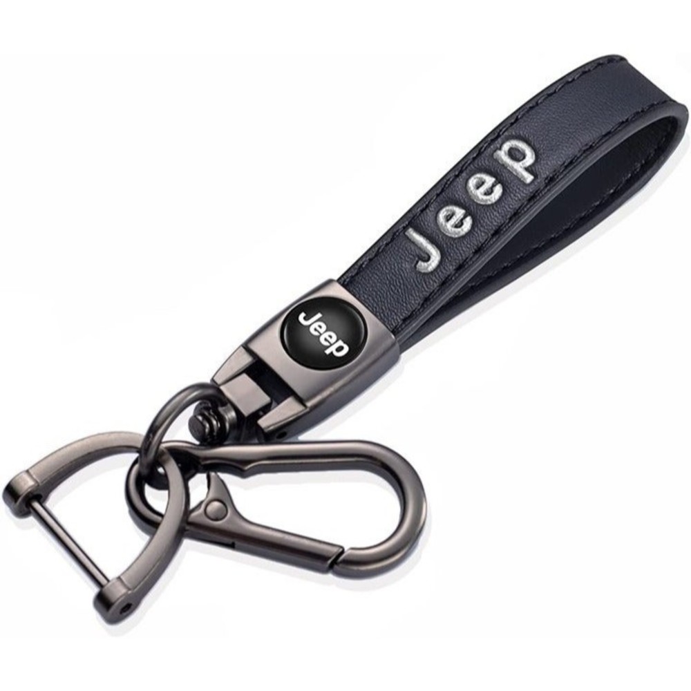 Jeep Leather Keychain Gunmetal Gray with Screwdriver New
